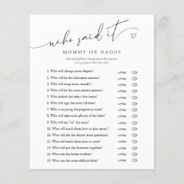 Wie zei het mama of papa minimalistisch Baby showe