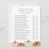 Wie zei het mama of papa pompoen spelkaart kaart (Voorkant)