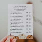 Wie zei het mama of papa pompoen spelkaart kaart