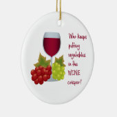 Wie zet groenten in de wijnknisper? Grappig Keramisch Ornament (Rechts)