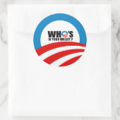 WIE ZIT ER IN JE PORTEMONNEE? RONDE STICKER (Tas)