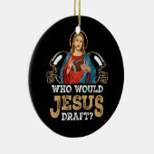 Wie zou Jesus opstellen Funny Fantasy Football Chr Keramisch Ornament (Rechts)