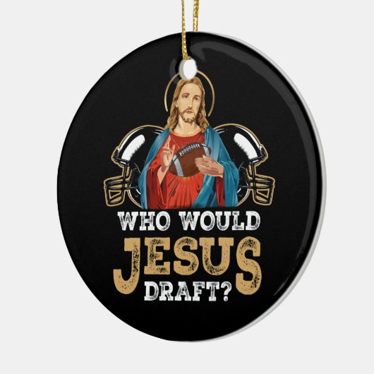 Wie zou Jesus opstellen Funny Fantasy Football Chr Keramisch Ornament (Links)