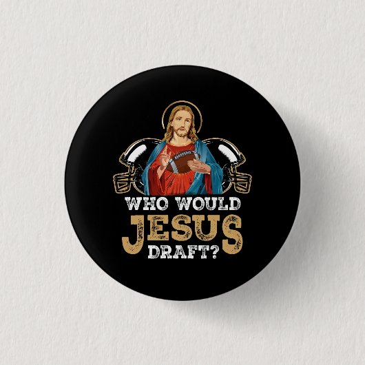 Wie zou Jesus opstellen Funny Fantasy Football Chr Ronde Button 3,2 Cm (Voorkant)