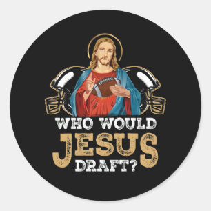 Wie zou Jesus opstellen Funny Fantasy Football Chr Ronde Sticker