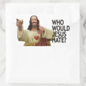 Wie zou Jezus haten? Rechthoekige Sticker (Tas)