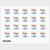 Wiebelende worm ronde sticker (Vel)