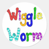 Wiebelende worm ronde sticker (Voorkant)