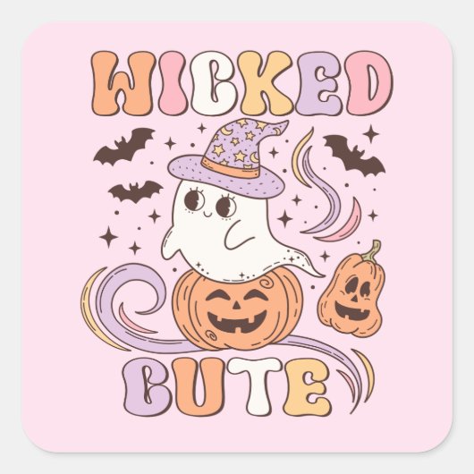 Wied Cute Halloween Vierkante Sticker (Voorkant)