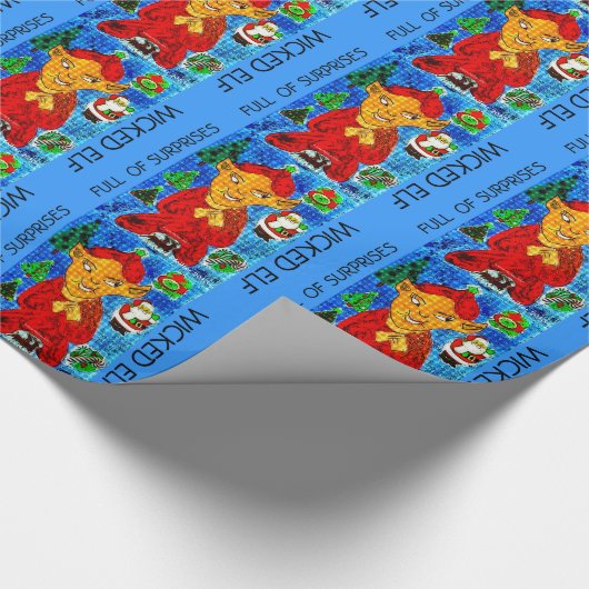 Wied Evil Elf Santa Xmas Wrapping Paper Cadeaupapier (Hoek)