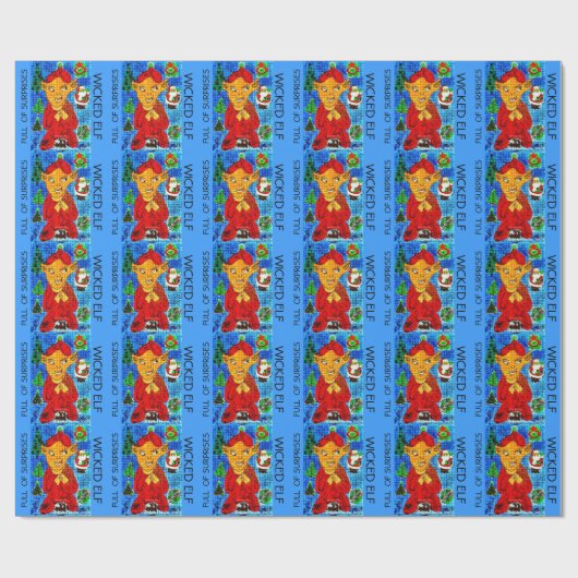 Wied Evil Elf Santa Xmas Wrapping Paper Cadeaupapier (Vlak)