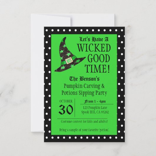 Wied Good Time Green Halloween Uitnodiging (Voorkant)