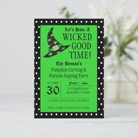 Wied Good Time Green Halloween Uitnodiging (Staand voorkant)