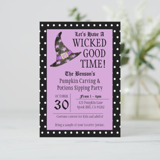 Wied Good Time Paarse Halloween Uitnodiging (Staand voorkant)