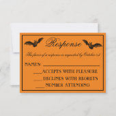 Wied Halloween Oranje Black Gothic Wedding RSVP Kaartje (Voorkant)
