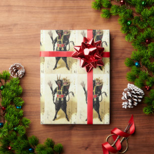 Wied Krampus Scary Demon Holiday Kerstmis Cadeaupapier