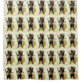 Wied Krampus Scary Demon Holiday Kerstmis Douchegordijn (Voorkant)