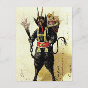 Wied Krampus Scary Demon Holiday Kerstmis Feestdagenkaart