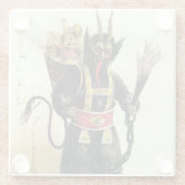 Wied Krampus Scary Demon Holiday Kerstmis Glazen Onderzetter (Achterkant)