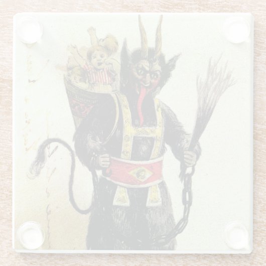 Wied Krampus Scary Demon Holiday Kerstmis Glazen Onderzetter (Achterkant)