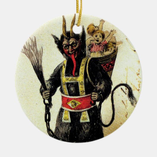 Wied Krampus Scary Demon Holiday Kerstmis Keramisch Ornament (Voorkant)