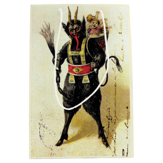 Wied Krampus Scary Demon Holiday Kerstmis Medium Cadeauzakje (Voorkant)