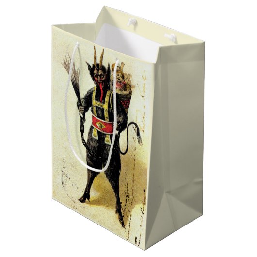 Wied Krampus Scary Demon Holiday Kerstmis Medium Cadeauzakje (Voorkant Gekanteld)