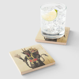 Wied Krampus Scary Demon Holiday Kerstmis Stenen Onderzetter