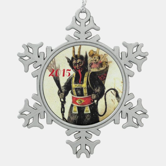 Wied Krampus Scary Demon Holiday Kerstmis Tin Sneeuwvlok Ornament (Voorkant)