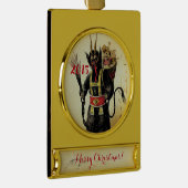 Wied Krampus Scary Demon Holiday Kerstmis Verguld Banner Ornament (Rechts)