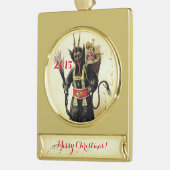 Wied Krampus Scary Demon Holiday Kerstmis Verguld Banner Ornament (Links)