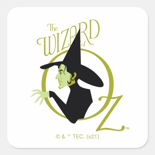 Wied Witch™ The Wizard of Oz™ Logo Vierkante Sticker (Voorkant)