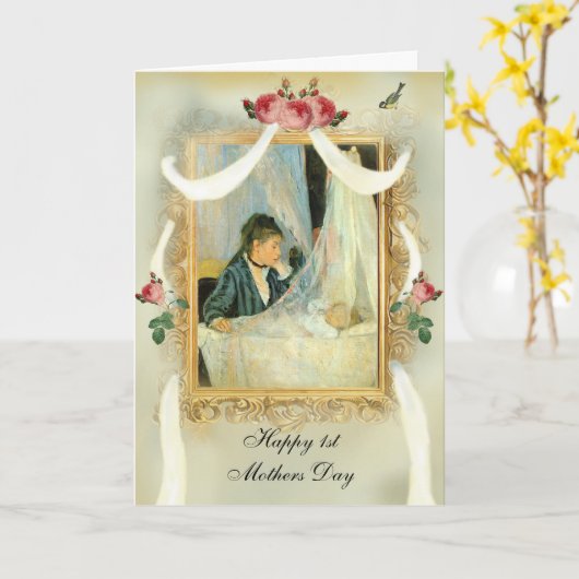 Wieg 2 Eerste Moederdag Kaart (Gele Bloem)