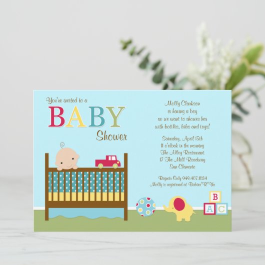 Wieg Baby shower Uitnodiging (Staand voorkant)