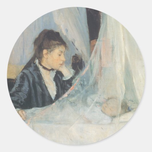 Wieg door Berthe Morisot, Vintage Impressionisme Ronde Sticker (Voorkant)