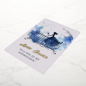 Wieg Fairy Waterverf foto peetmoeder voorstel Folie Uitnodiging (Gedraaid)