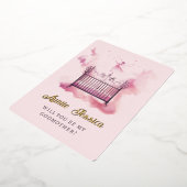 Wieg Fairy Waterverf foto peetmoeder voorstel Folie Uitnodiging (Gedraaid)