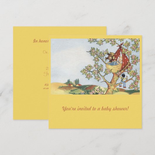 Wieg in kleurrijke baby shower uitnodiging (Voorkant / Achterkant)