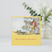 Wieg in kleurrijke baby shower uitnodiging (Staand voorkant)