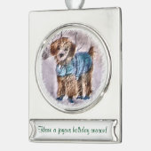 Wieg in Sweater Persoonlijke Kerstmis Verzilverd Banner Ornament (Links)