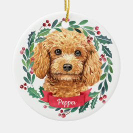 Wieg kerstmis Elegant Waterverf Wreatg Dog Keramisch Ornament