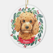 Wieg kerstmis Elegant Waterverf Wreatg Dog Keramisch Ornament (Links)