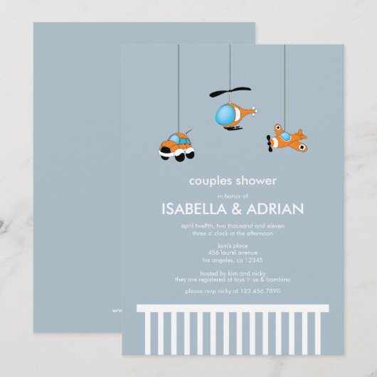 Wieg mobiele Baby shower Kaart (Voorkant / Achterkant)