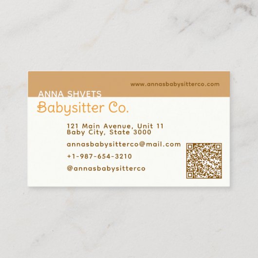 Wieg mobiele babysitter visitekaartje (Achterkant)