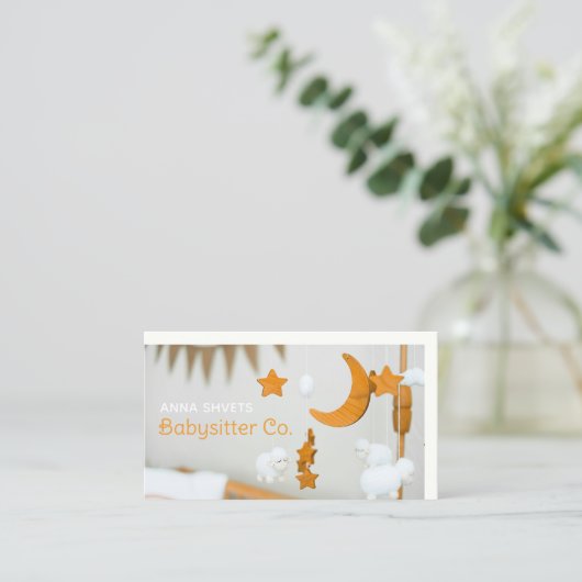 Wieg mobiele babysitter visitekaartje (Staand voorkant)