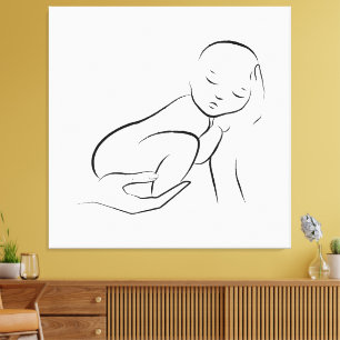 Wiegen Onschuld – Minimalistische babylijn Kunst Canvas Afdruk