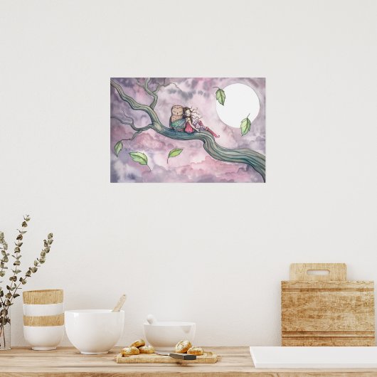 Wiegiedruk op de Wind Fee- en Uilposter Poster (Keuken)