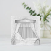 Wiegje Elegant Puur Witte Babyshower Uitnodiging (Staand voorkant)