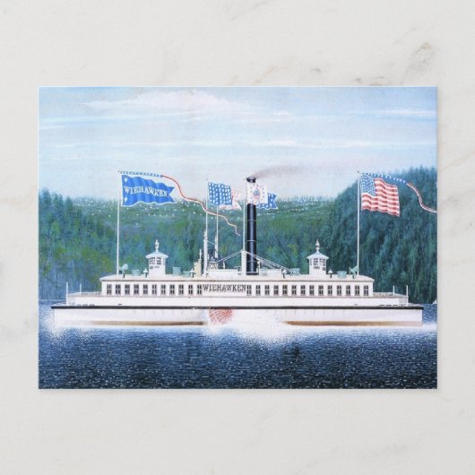 Wiehawken stoomveerboot 1868 briefkaart (Voorkant)