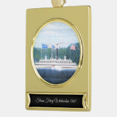 Wiehawken stoomveerboot 1868 verguld banner ornament (Links)